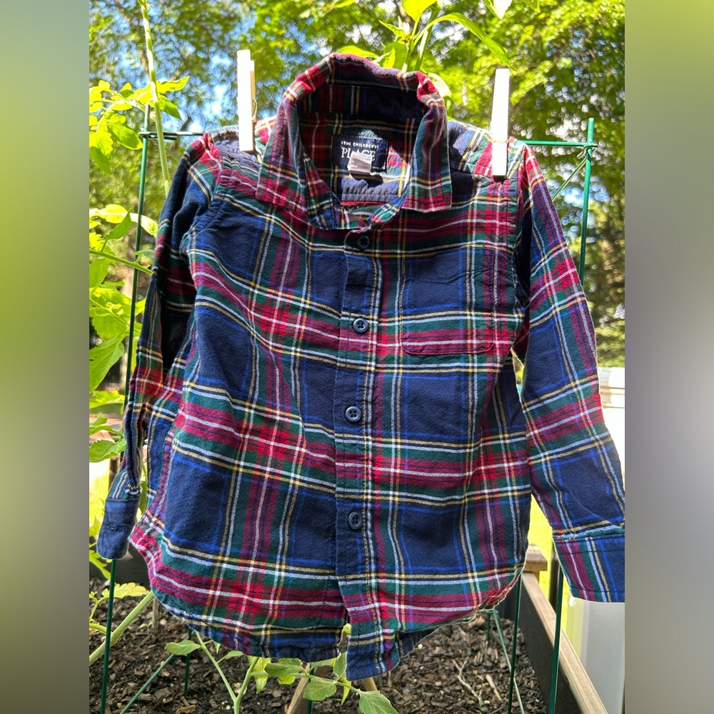 Navy and Red Plaid Button Down Children’s Place 2T